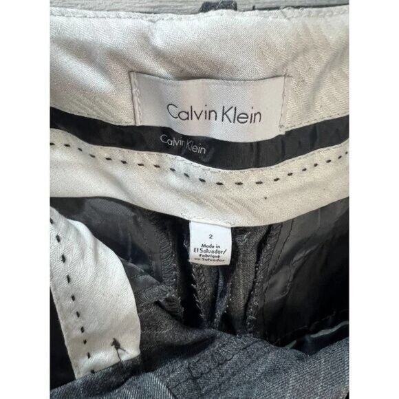 Calvin‎ Klein Womens Gray Zippered Pinstripe Pants Size 2 - Picture 4 of 4